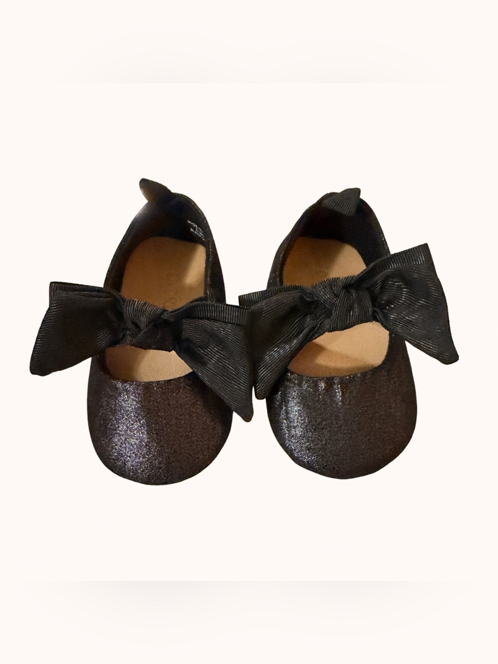 Old Navy Black Glitter Bow Baby Flats